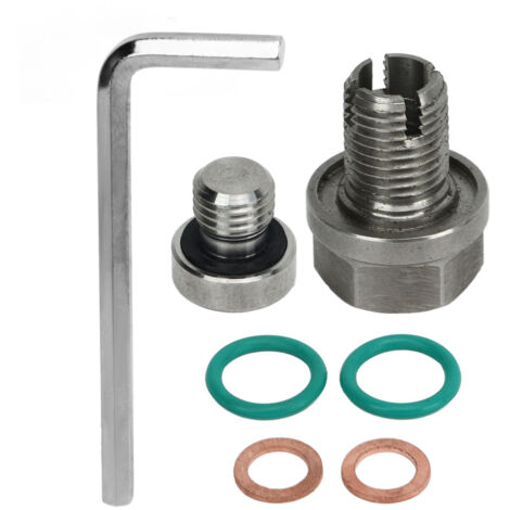 Bouchon de vidange surdimensionné en acier inoxydable, kit de réparation de filetage de carter d'huile autotaraudeur avec clé hexagonale, joint torique M12.1-1.25x15mm