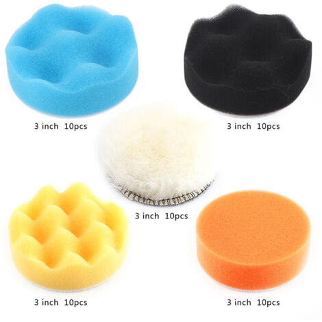 50Pcs 3 "ponge Polissage Polissage Cirage Pad Kit Outil pour Voiture Polisseuse Tampon (1/5)