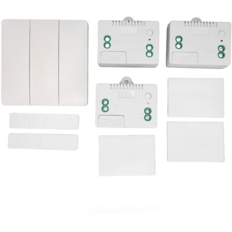 Kit d'interrupteur d'éclairage sans fil, 3 boutons, interrupteur mural à distance auto-alimenté avec récepteur pour le bureau et la maison