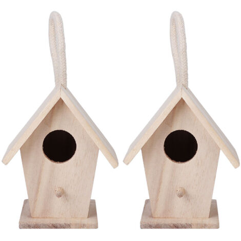 Nichoir suspendu en bois de maison d'oiseau de 2PCS pour les accessoires décoratifs extérieurs de patio de jardin (1/5)