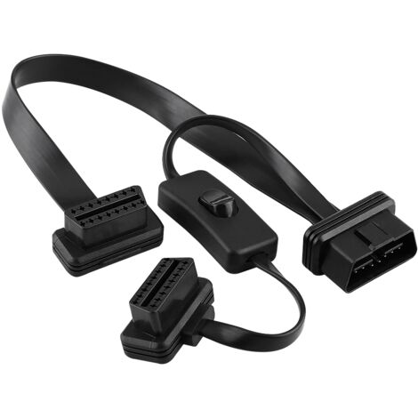 Adaptateur de cble d'extension plat répartiteur OBD2 mle à double femelle 16 broches avec interrupteur (1/5)