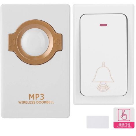 Sonnette sans fil, kit de carillon de porte tanche 00-240V, avec bouton de tlcommande auto-aliment mlodie multiple Mp3 (1/5)