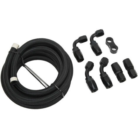 Kit de tuyau de conduite de carburant de 3 mètres, adaptateur de raccord de tuyau AN6 en aluminium et Nylon tressé pour liquide de refroidissement, huile hydraulique Diesel (1/5)