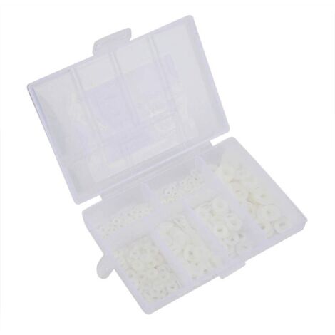 500pcs M2-M6 Nylon Rondelle Plate Joint Rondelles Plates Assortiment Kit avec Bote (Blanc) (1/5)