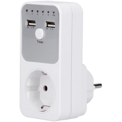 Minuterie Prise Numérique, Prise de minuterie de compte à rebours 180-260V USB, Contrôleur de Commutateur de Minuterie de Compte à Rebours pour chargeur de téléphone d'ordinateur (1/5)