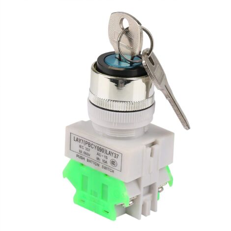 Interrupteur de Verrouillage en Metal, Commutateur Rotatif à Clé à 3 Positions avec 2 Clés Interrupteur de Verrouillage LAY37-20Y/31 220V 5A,Trou de Montage 22 mm