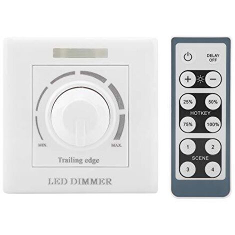 Gradateur pour lumière LED, Variateur de lumière LED réglable Variateur de luminosité + Télécommande infrarouge, Gradateur LED avec fonction d'arrêt différé(220V)