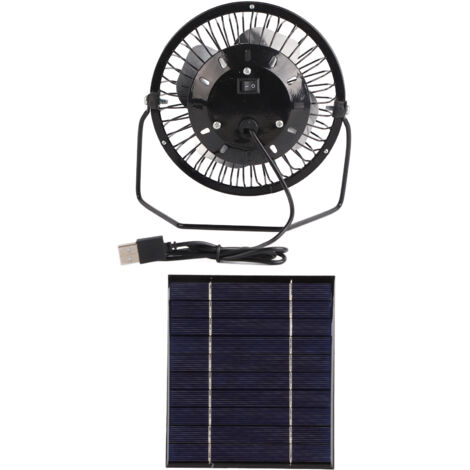 Ventilateur à panneau solaire 2.5W 5V, sortie USB, Portable, large Application, pour Camping, pêche, randonnée (1/5)