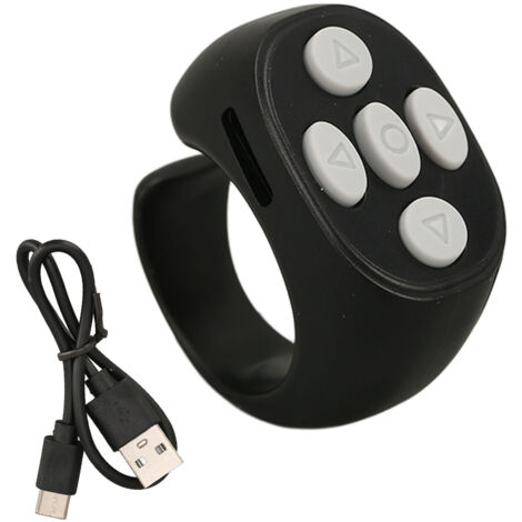 Contrleur d'anneau intelligent Bluetooth 5.3, télécommande sans fil, tourne-page pour livre électronique Tik Tok, noir