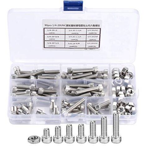 90pcs Boulons à Tête Hexagonale, Vis Cylindrique à Six Pans en Acier Inoxydable (1/5)