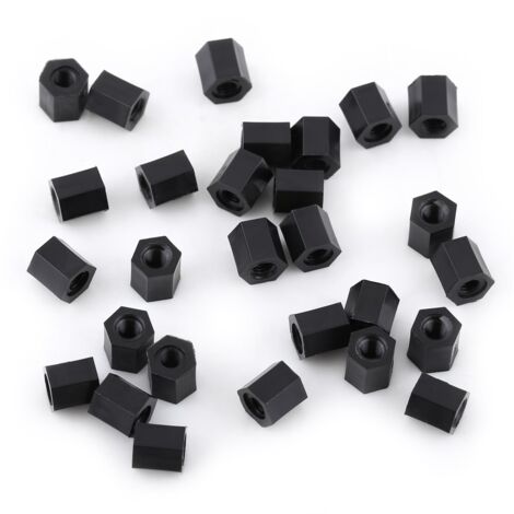 100 pièces noir PA66 M3 femelle x M3 femelle entretoise filetée hexagonale entretoise (M3  5) (1/5)