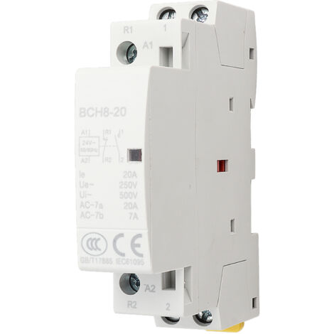 Contacteur AC domestique 2P 1NO 1NC 20A 24V Contacteur modulaire montage sur rail DIN 35mm Contacteur d'automatisation 50/60HZ (1/5)