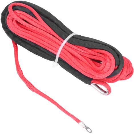 Corde de treuil de remorque 6 mm x 15 m/1/4inx50ft fibre synthétique rouge de remplacement pour SmittyBilt SUV camions VTT (1/5)