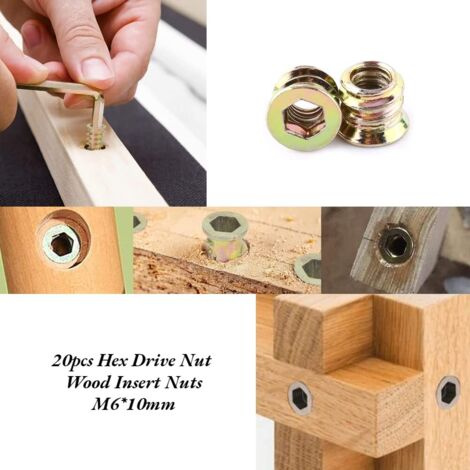 Fileté Insert Clou Zinc Alliage Hex Prise M6 Filetage Interne 13mm Long