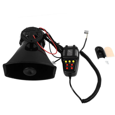 Haut-parleur de mégaphone de voiture 7 tonalités Sirène Son Urgence Amplificateur sonore pour véhicule 12V