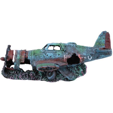 Artificielle Endommagé Avion Aquarium Fish Tank Ornement Paysage Décoration Décor (1/5)