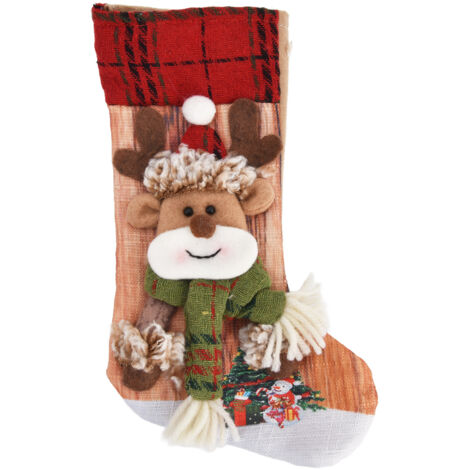 Tricoter Bas de Noël Bas de Noël Imprimé en trois dimensions pour le paquet cadeau(Cerf) (1/5)