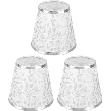 Abat-jour en Tissu Baril, Clip de Transmission de Lumière élevée sur la Conception Abat-jour en Tissu Décoratif Portable Moderne pour Lustre (Argent)