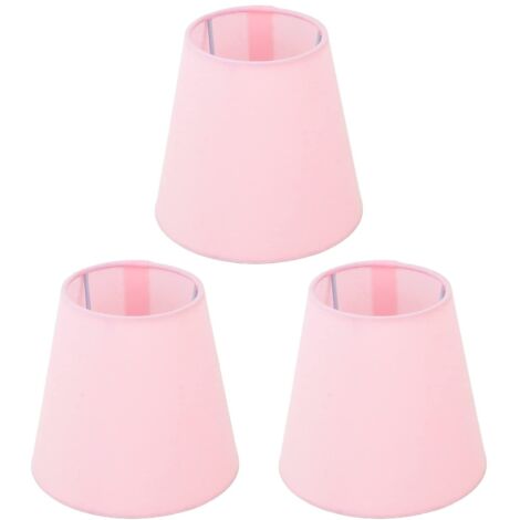 3 Abat-Jour en Tissu, Abat-Jour en Tissu Moderne, Abat-Jour 5,1 X 5,5 X 3,5 pour Lampe à Bougie E14, Lampes de Table, Lampadaires de Chevet (Rose Clair) (1/5)