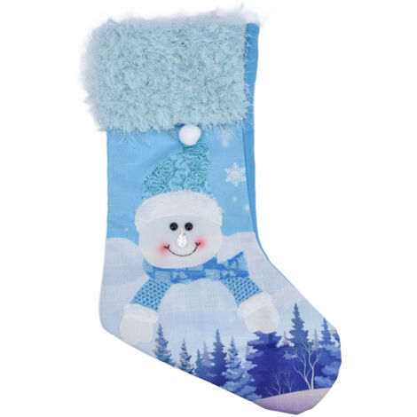 Chaussette de Noël, bas de cadeau, conception mignonne, ornement d'arbre de Noël suspendu à remplir, durable avec crochet pour le festival pour la maison(Bonhomme de neige) (1/5)