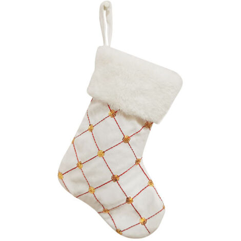 Bas de Noël en Feutre, Décor Classique Rouge et Blanc Durable pour Les Décorations de Vacances de Noël en Famille (210902SH02-2) (1/5)