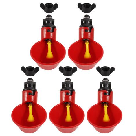 5 pièces poulet oiseau buveurs automatiques eau potable tasses bols (bol à eau à vis fixe) (1/5)