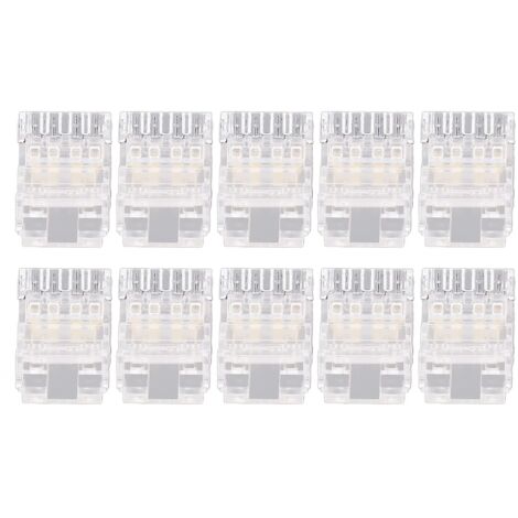 10pcs 10mm 4Pin Connecteurs de Bande de Lumière LED Transparents sans Soudure Clips Non Câblés Connexion D'extension de Borne pour la Maison, L'école, le Bureau