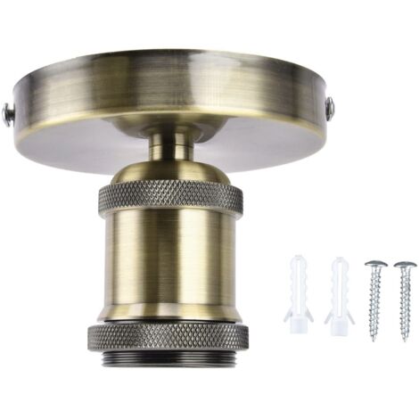 Douille de Lampe Vintage E26 E27 Douille de Lampe Rétro Douille de Lampe Vintage E26 E27 Douille de Lampe de Plafond avec Accessoires pour Cuisine Chambre Salon 100‑240V (Bronze) (1/5)