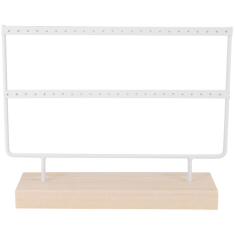 46 trous en métal porte-bijoux boucles d'oreilles collier présentoir cintre rangement organisateur blanc (1/5)
