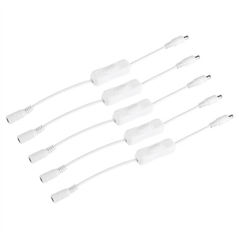 5 pièces LED bande lumière fil interrupteur avec femelle et mle DC 12V connecteur d'alimentation prise blanc (1/3)