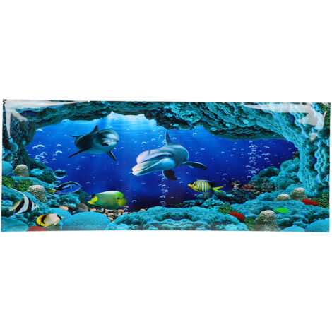 Fond Affiche Décoratif Mer Monde Peintures PVC Autocollant Paysage pour Aquarium Fish Tank122x50cm