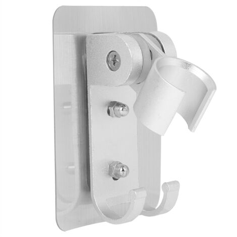 Base de support de support de pommeau de douche argenté réglable en aluminium avec crochets (1/5)