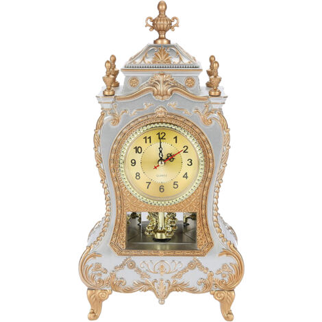 Horloge de Table en plastique de Style Vintage, réveil de bureau décoratif Antique pour maison, htel (blanc) (1/5)