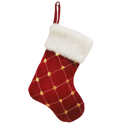 Bas de Noël en Feutre, Décor Classique Rouge et Blanc Durable pour Les Décorations de Vacances de Noël en Famille (210902SH02-1) (1/5)