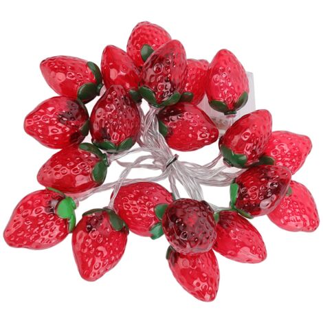 9.8ft 20LEDs Fruits Guirlande Lumineuse  Piles Fraise Lampe Guirlande Lumineuse pour Les Fêtes De Nol (1/5)