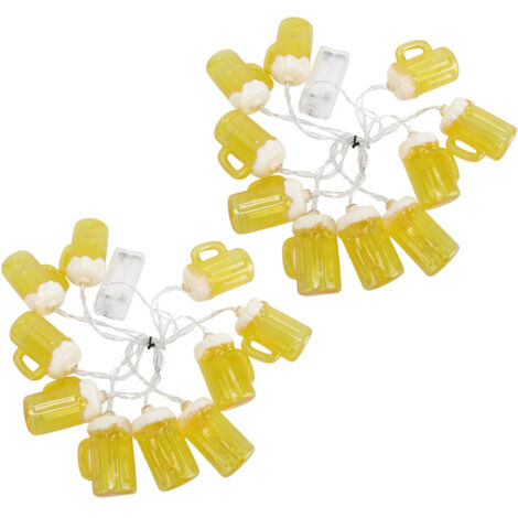 2pcs Beer String Lights 6.5ft 10LED Holiday Party Guirlande lumineuse décorative pour intérieur extérieur (1/5)