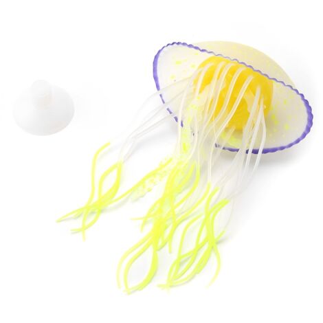 Aquarium Simulation Silicone Artificielle Méduse Fish Tank Décoration Ornement Jaune Citron (1/5)