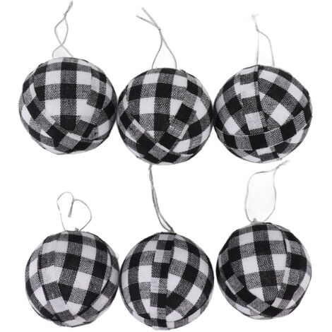 Les Boules de Décoration d'arbre de Noël Créent l'atmosphère 2,76 Pouces Ornements de Boule de Noël Belle Apparence Cadeau Lumière pour Le Salon (Carreaux Noir et Blanc) (1/5)