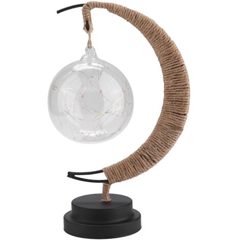 Veilleuse de décoration d'art de fer de lune de boule de verre avec la lampe de fil de cuivre de LED sans batterie (1/5)