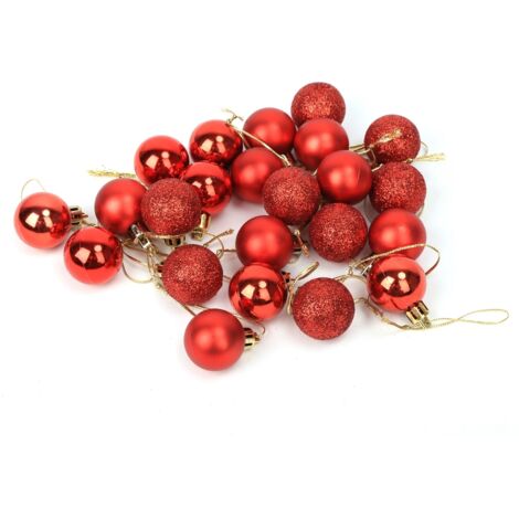 Ornement Boule De Noël Arbre Suspendu Glitter Ornement Boules Boules De Fête De Mariage Décorations 24pcs 6 Couleurs(Rouge) (1/5)