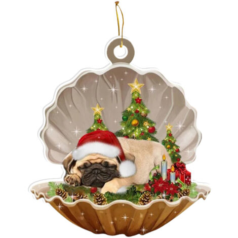 Décorations Suspendues d'arbre Noël, Pendentifs de noël Suspendus en Acrylique, Coquille de Chien, Chiot, Mignon, Ornement de Goutte d'arbre de noël, décoration de Maison Chriatma, Bonne année (1/2)