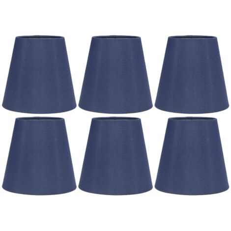 Abat-Jour, 6 pièces en Tissu Bonne Transmission de la lumière Abat-Jour en Tissu Doux et Soyeux Facile à Installer léger Abat-Jour Cloche pour Ampoule E14(Bleu foncé) (1/5)