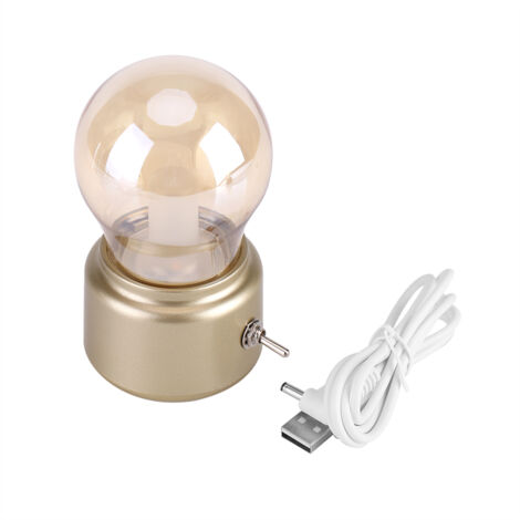 Veilleuse LED rétro créative, veilleuse rechargeable par USB, dorée (1/5)