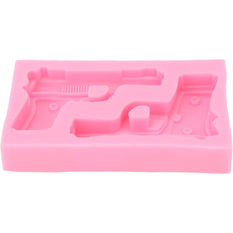 Moules en Silicone en forme d'arme 3D, moules de cuisson en forme de pistolet pour la fabrication de gteaux, chocolat, bonbons, artisanat rose (1/5)