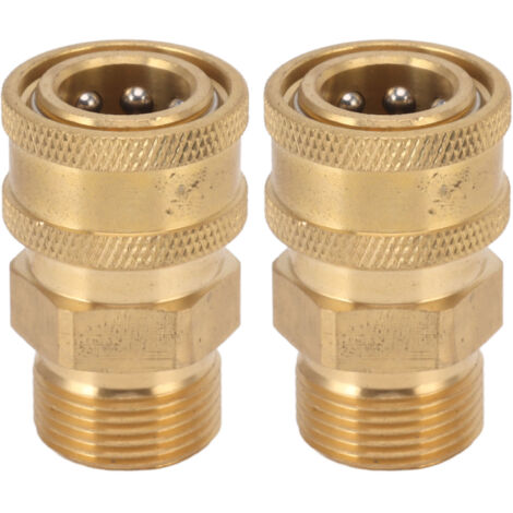 2 pièces en cuivre pur M22 adaptateur de raccord de nettoyeur haute pression 3/8 pouces NPT femelle à M22 adaptateur mle trou intérieur 14mm/0.55in (1/5)