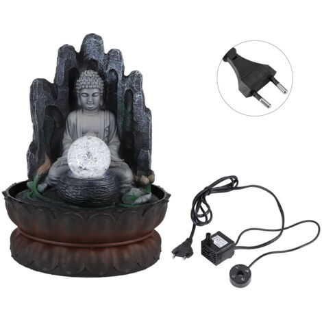 Décoration de fontaine de bureau en forme de bouddha Unique, ornement de table en résine pour la maison avec prise LightEU 220V (1/5)