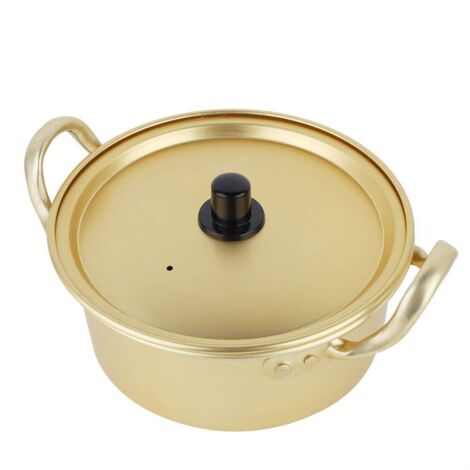 Pot de Nouilles Ramen de Nourriture Coréenne, Pot de Nouilles de Corée/pot en Aluminium Chaud Shin Ramyun Double Poignée Marmite en Aluminium Jaune Coréen Pot de Nouilles Instantanées(16cm) (1/5)