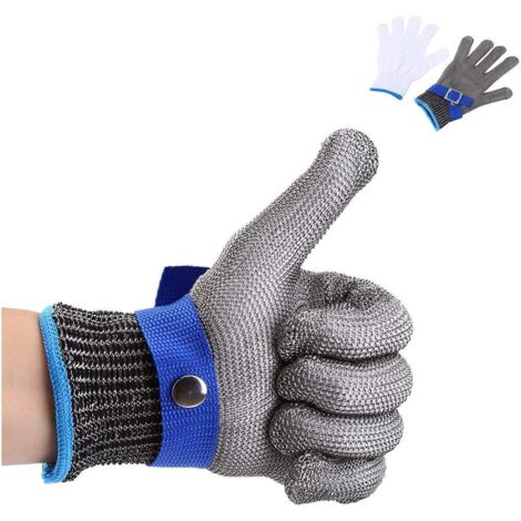 Gant Anti Coupure Gant de Sécurité Résistant Aux Coupures en Acier Inoxydable 316L pour la Chasse, la Pêche, le Boucher, en Coton Durable, Haute Performance, Protection de Niveau 5 (M) (1/5)