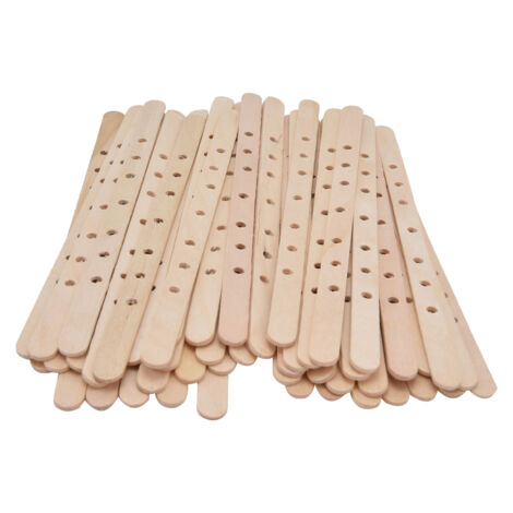 50 pièces support de mèche de bougie bouleau facile à utiliser support de noyau de cire en bois réutilisable pour faire des bougies 180x10mm 7 trous (1/5)