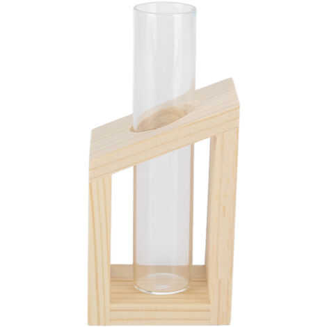 Tube à essai plante Vase Simple Tube verre Vase décoration cadre en bois hydroponique plante conteneur maison bureau décoration Tube unique (1/5)